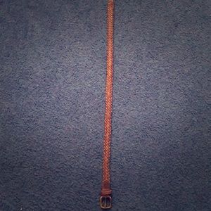 Brown Leather Belt with Brass Buckle